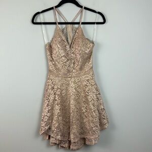 WINDSOR LINED LACY DRESS WITH GOLD ZIPPER IN BACK size L